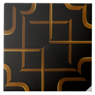 Azulejo de baño geométrico de lujo en oro negro De