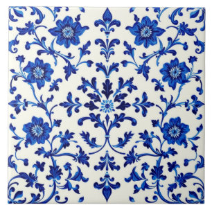 azulejo de botánica azul