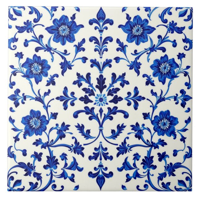 azulejo de botánica azul (Frente)