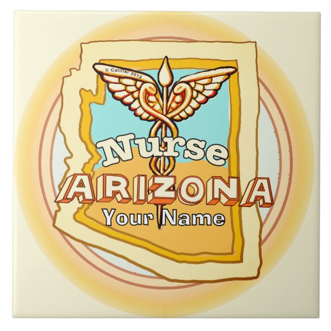 Azulejo de Caduceo de Enfermera de Arizona (Frente)