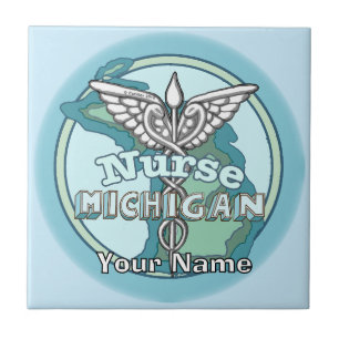 Azulejo de Caduceo de Enfermera de Michigan