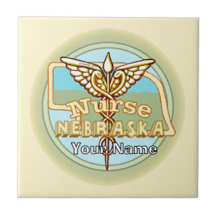 Azulejo de Caduceo de Enfermera de Nebraska