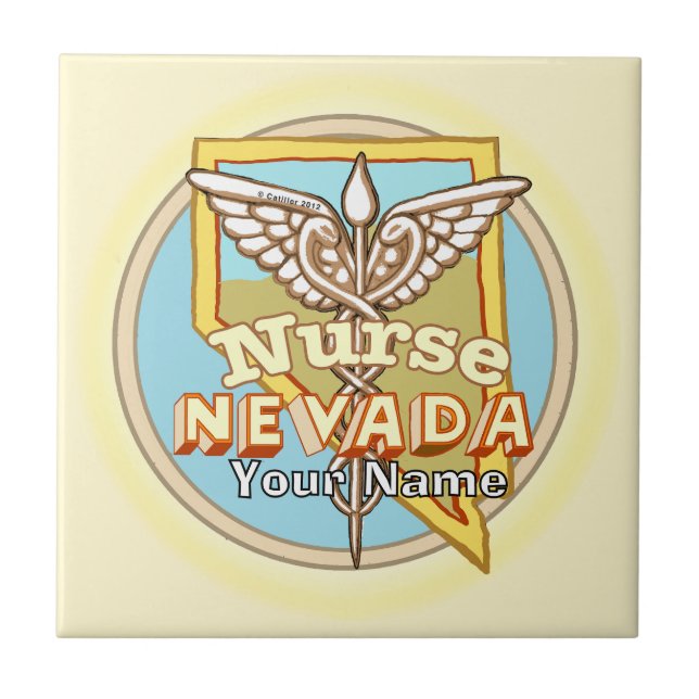 Azulejo de Caduceo de Enfermera de Nevada (Frente)