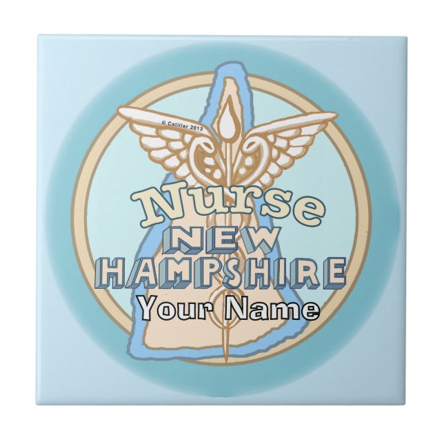 Azulejo de Caduceo de Enfermera de New Hampshire (Frente)