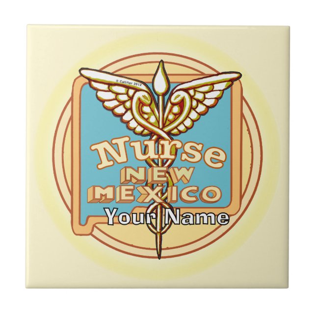 Azulejo de Caduceo de Enfermera de Nuevo México (Frente)