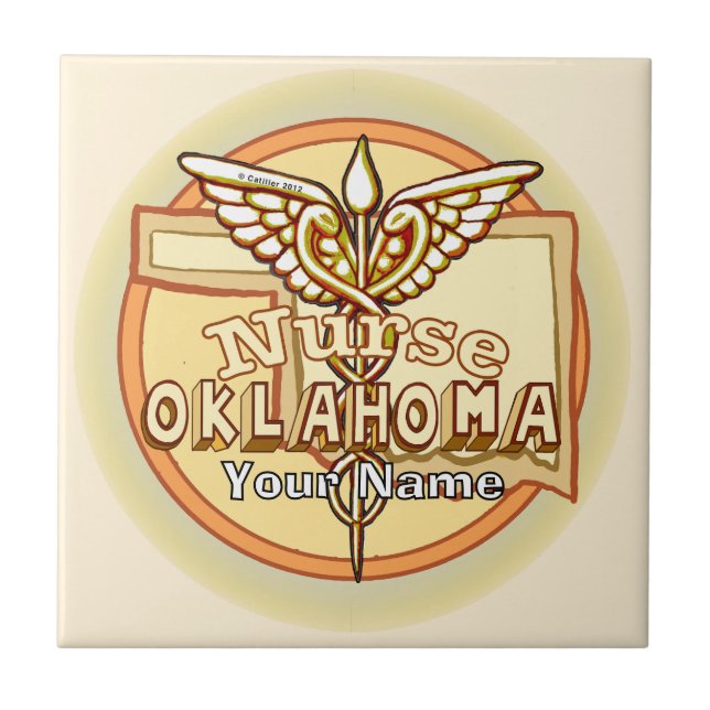 Azulejo de Caduceo de Enfermera de Oklahoma (Frente)