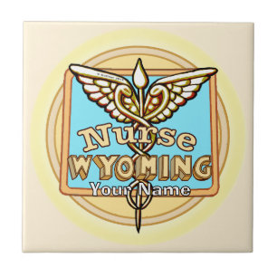 Azulejo de Caduceo de Enfermera de Wyoming