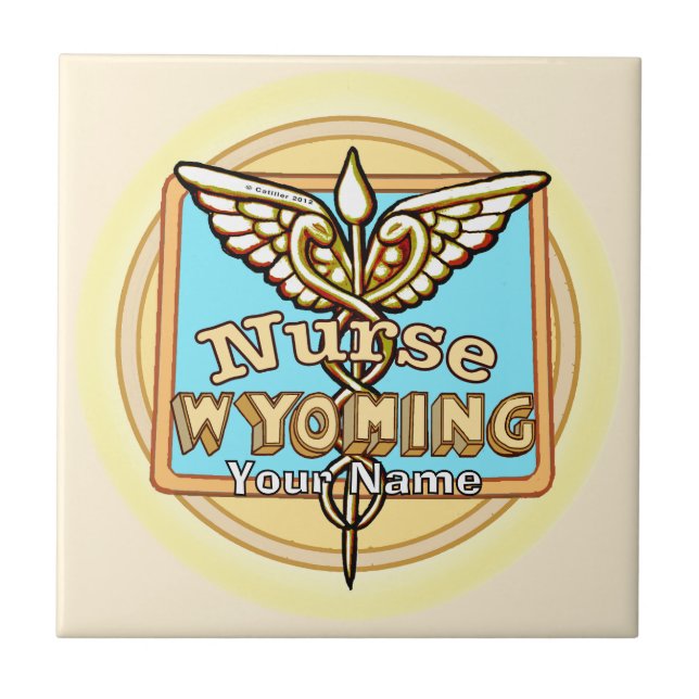 Azulejo de Caduceo de Enfermera de Wyoming (Frente)