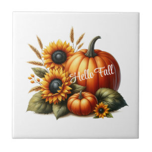 Azulejo de Calabazas y Girasoles de Otoño