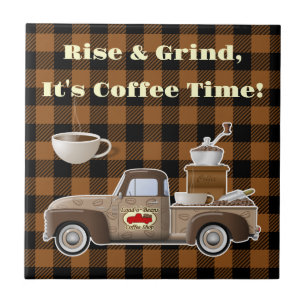Azulejo de Camión de Café 'Rise and Grind'