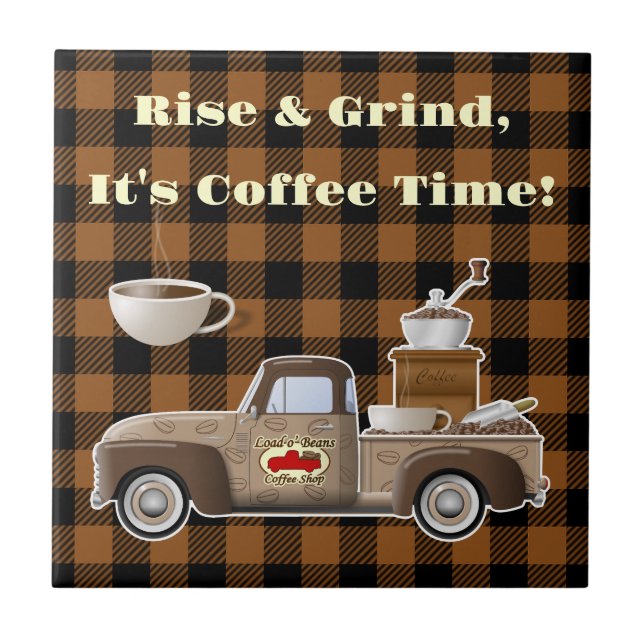 Azulejo de Camión de Café 'Rise and Grind' (Frente)
