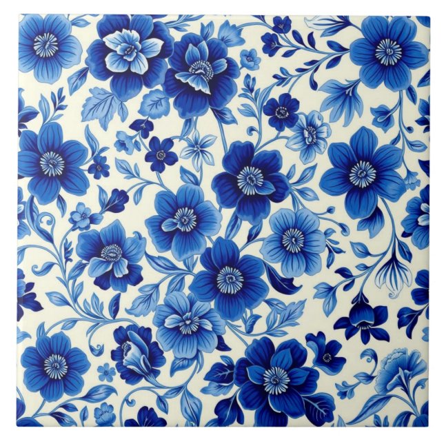 azulejo de cascada de flor azul (Frente)