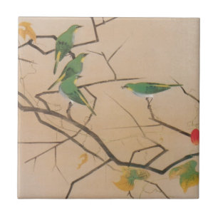 Azulejo De Cerámica メジロ, 速水御舟, Blanco-Ojo japonés, Gyoshū, arte de