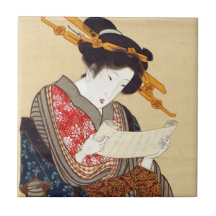 Azulejo De Cerámica 女, mujer del 国貞, Kunisada, Ukiyo-e