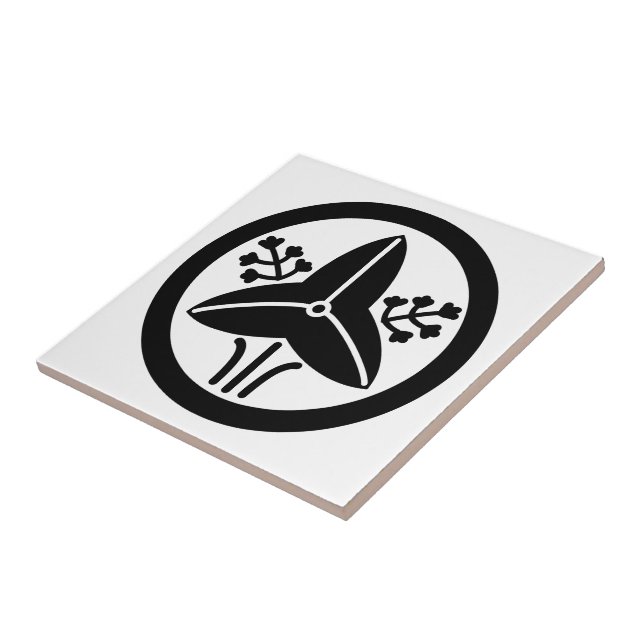 AZULEJO DE CERÁMICA 家紋「丸に立ち沢瀉」 (Lado)