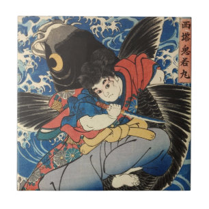 Azulejo De Cerámica 鬼若丸, 国芳, Oniwakamaru, Kuniyoshi, Ukiyo-e