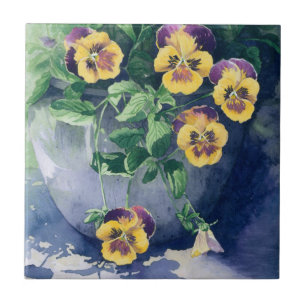 Azulejo De Cerámica 0011 Pansies en Planter