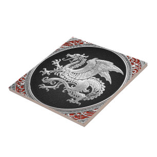 Azulejo De Cerámica [100] Dragón islandés, Landvttir [Silver]