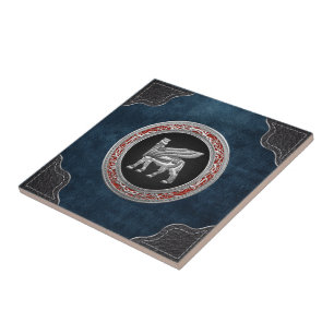 Azulejo De Cerámica [100] Toro alado babilónico [Plata] [3D]