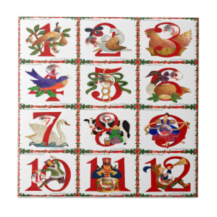 Azulejo De Cerámica 12 Días de Regalos de Impresión de Colcha de Navid