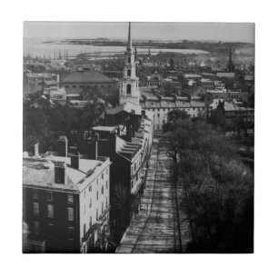 Azulejo De Cerámica 1859: Una vista de Boston de la casa del estado