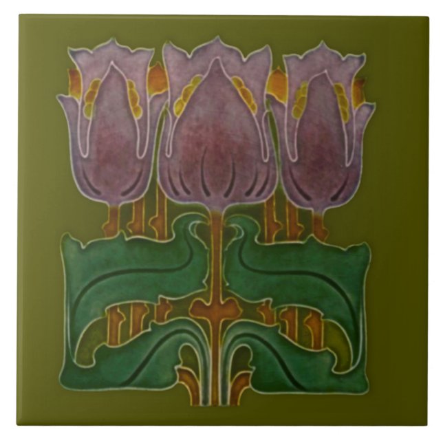 Azulejo De Cerámica 1900 Reproducción de antigüedades Art Nouveau Popp (Frente)