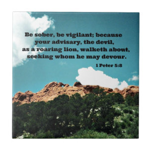 Azulejo De Cerámica 1 Pedro 5:8 Sé sobrio, ten cuidado, porque......