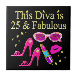 AZULEJO DE CERÁMICA 25.º CUMPLEAÑOS FABULOUS DIVA DISEÑO