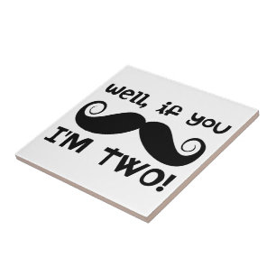 Azulejo De Cerámica 2.º bigote de cumpleaños