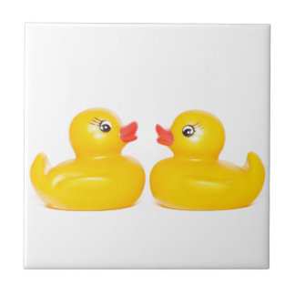 Azulejo De Cerámica 2 patos de goma en amor