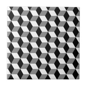 Azulejo De Cerámica 3D gris, negro y blanco cubica el modelo
