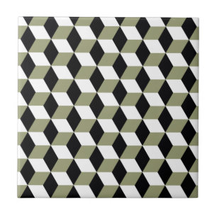 Azulejo De Cerámica 3D negro y blanco sabio cubica el modelo