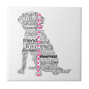 Azulejo De Cerámica 4 patas negro y rosa