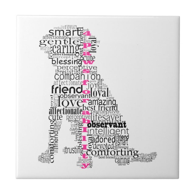 Azulejo De Cerámica 4 patas negro y rosa (Frente)