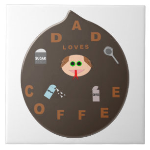 Azulejo De Cerámica A Divertido Padre Monster Le Encanta El Café