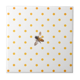 Azulejo De Cerámica Abeja de miel y puntos de polka