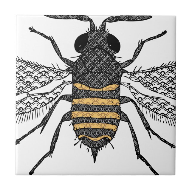 Azulejo De Cerámica abeja vintage (Frente)