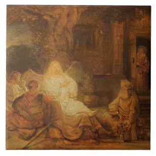 Azulejo De Cerámica Abraham recibe los tres ángeles, 1646 (aceite en