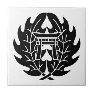 Azulejo De Cerámica Abrazando acebo y Torii