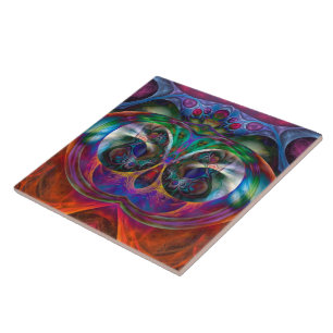 Azulejo De Cerámica Abstracto Apofisis Lechuza I