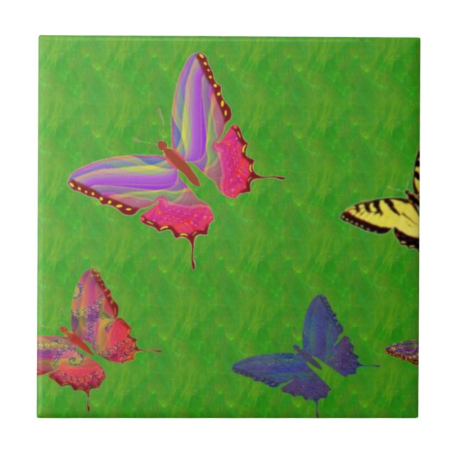 Azulejo De Cerámica Abstrato Búttreflies Tile cerámico (Frente)