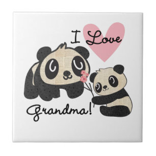 Azulejo De Cerámica Abuela del amor de los osos de panda I