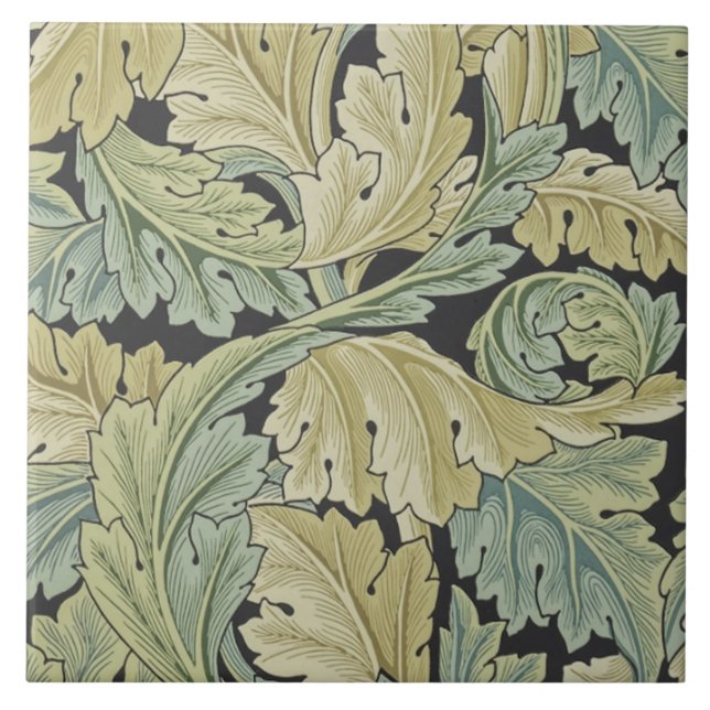 Azulejo De Cerámica Acanthus diseñado por William Morris 1875 (Frente)