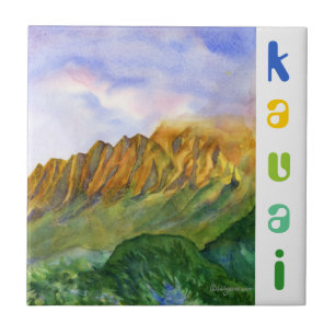 Azulejo De Cerámica Acantilados Kauai Hawaii de la salida del sol