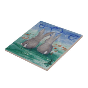 Azulejo De Cerámica Aceo de Lovin del conejito