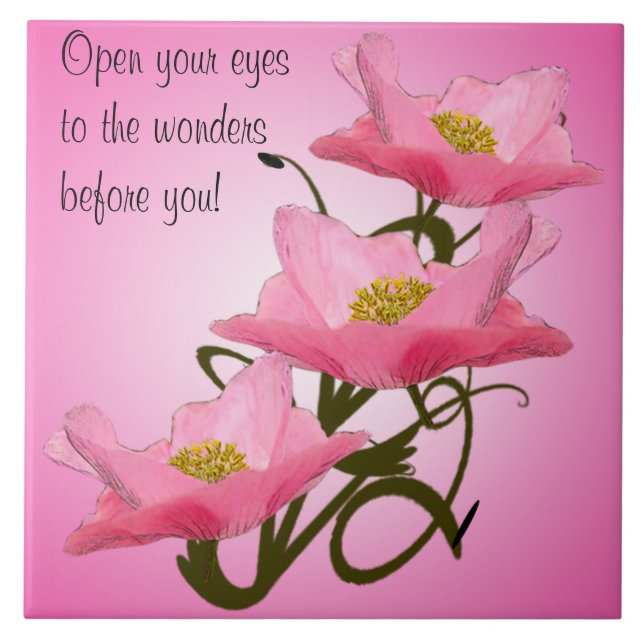 Azulejo De Cerámica Acercamiento de los lapiceros rosados de triple Bo (Frente)