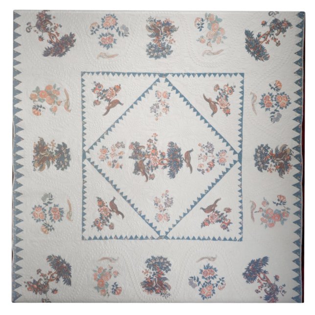 Azulejo De Cerámica Acolche en el "Broderie Perse", c.1800 (aplicado, (Frente)