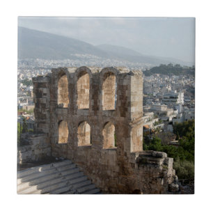 Azulejo De Cerámica Acrópolis Antiguas ruinas con vistas a Atenas