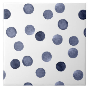 Azulejo De Cerámica Acuarela. Lunar azul.