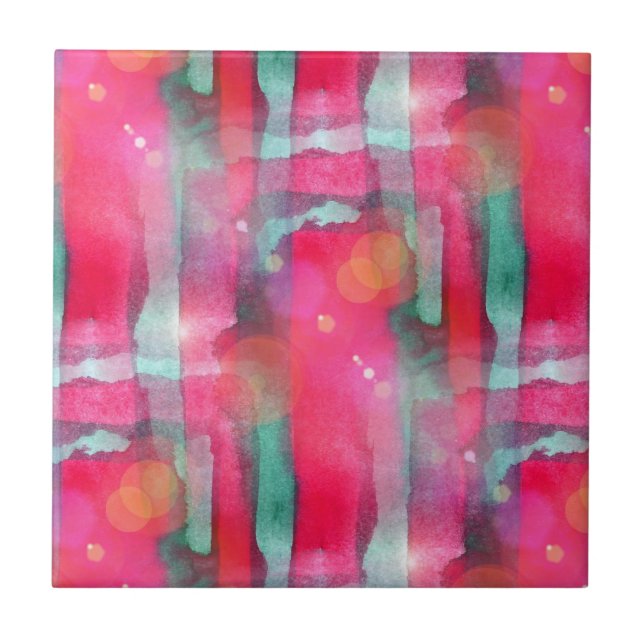 Azulejo De Cerámica Acuarela pintada extracto del resplandor de Sun (Frente)